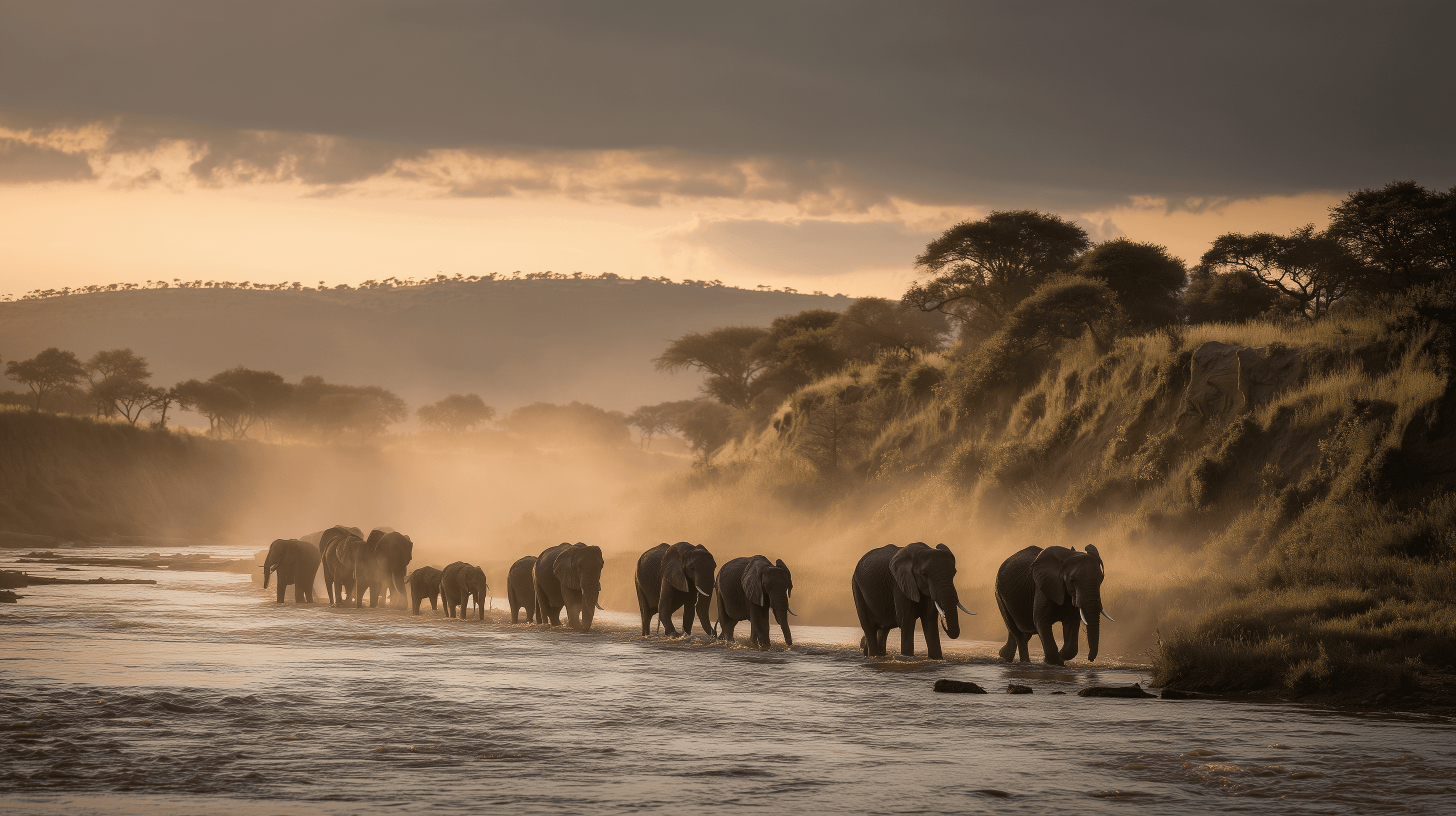 Elephant herd puzzle image presented as framed artwork