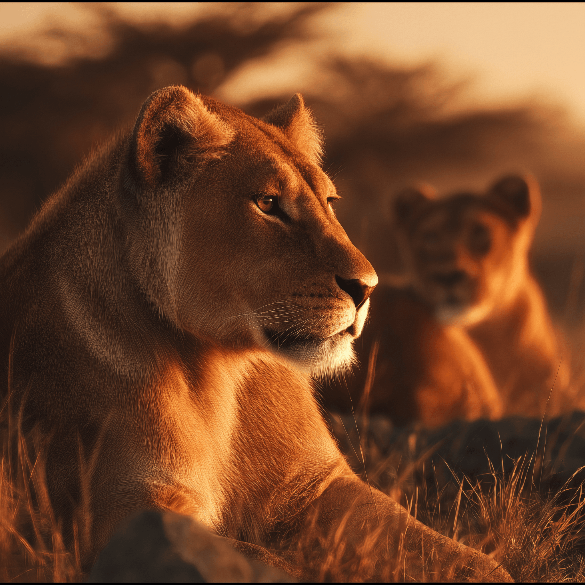 Lioness puzzle image presented as framed artwork