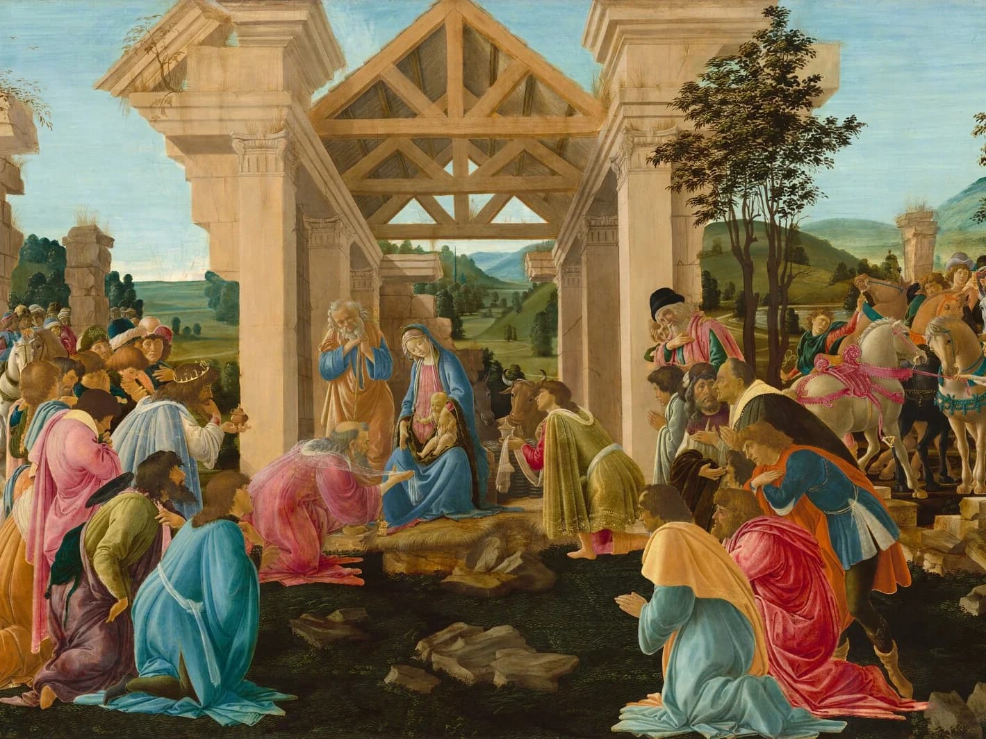 Adoration of the Magi by Sandro Botticelli, a Whittled wooden jigsaw puzzle