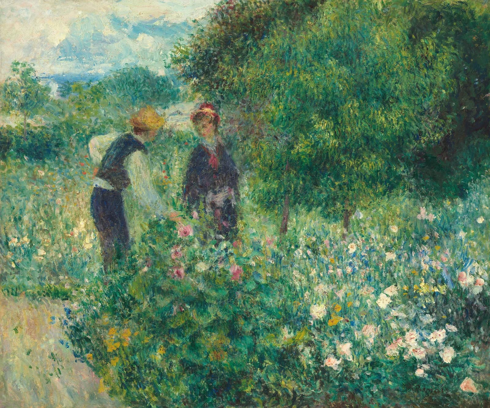 Picking Flowers by Auguste Renoir, a Whittled wooden jigsaw puzzle