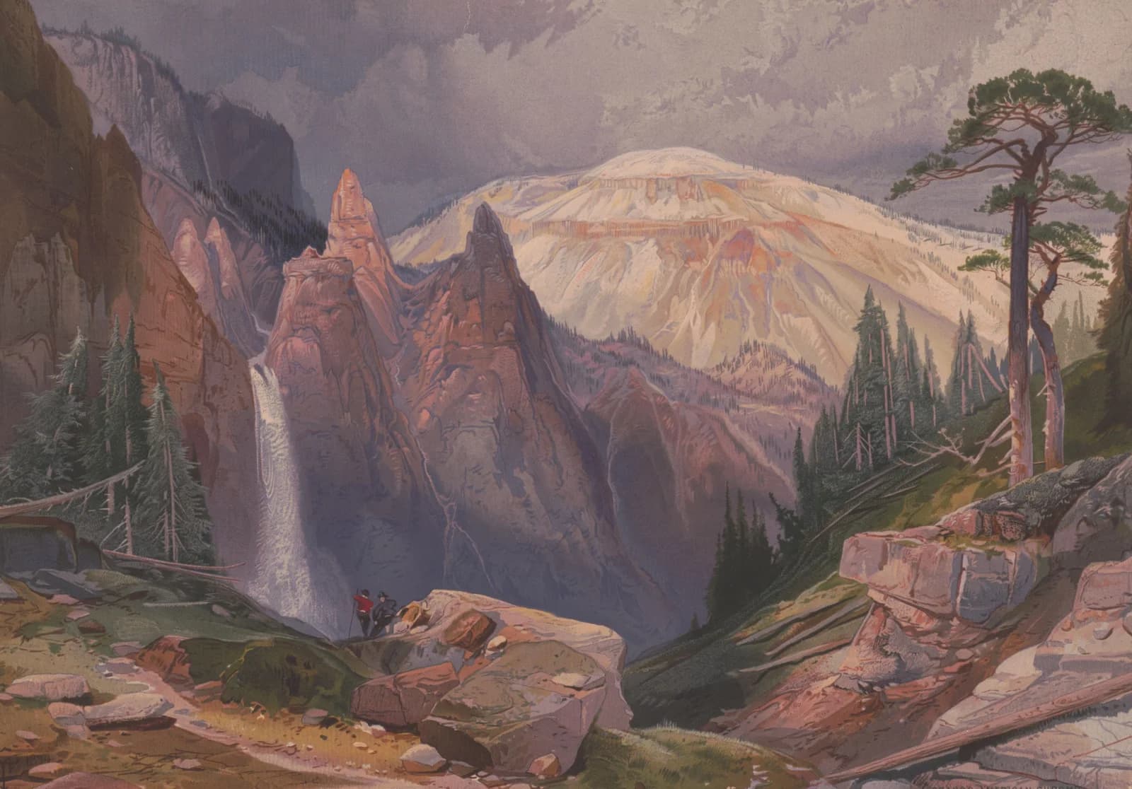 Tower Falls and Sulphur Mountain, Yellowstone by Thomas Moran, a Whittled wooden jigsaw puzzle