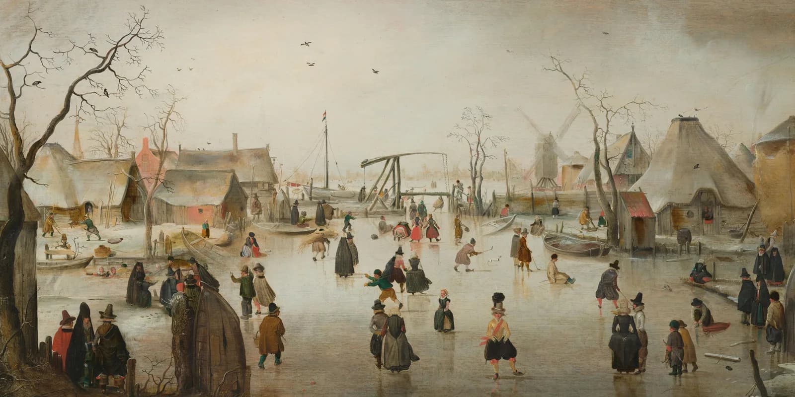 Ice-Skating in a Village by Hendrick Avercamp, a Whittled wooden jigsaw puzzle