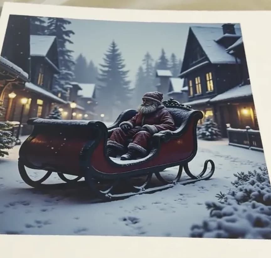 The original snowy Santa artwork before it becomes a Whittled wooden puzzle